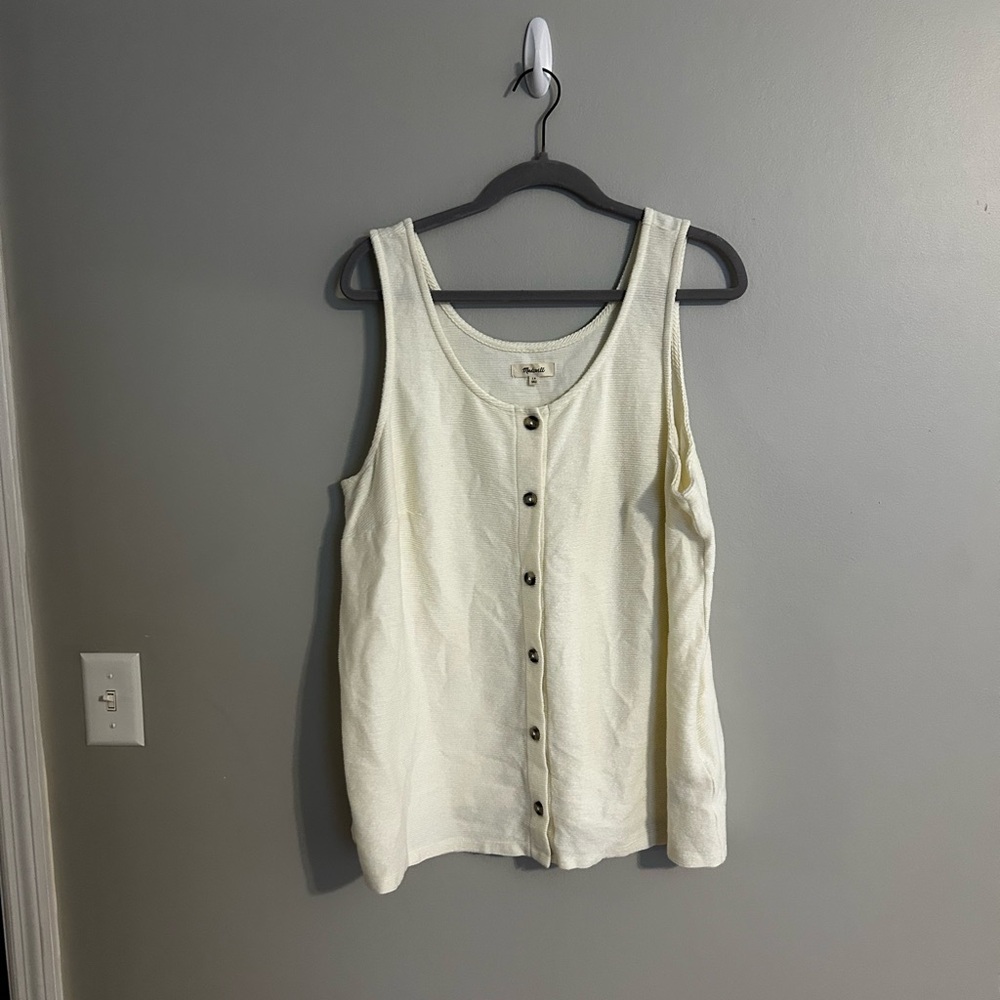 Madewell Cream Sleeveless Buttoned Tank Top